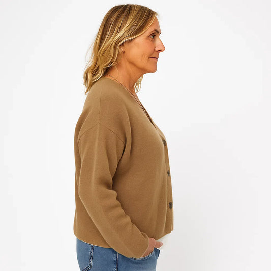 V-Neck Button-Up Women's Knit Cardigan