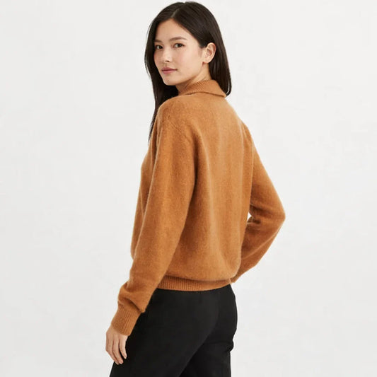 Asymmetrical Button Placket Knitted Cardigan - Women's