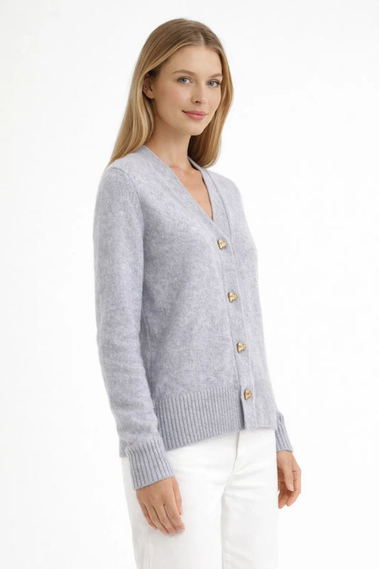 Chasie Heart Button Elegant Cardigan